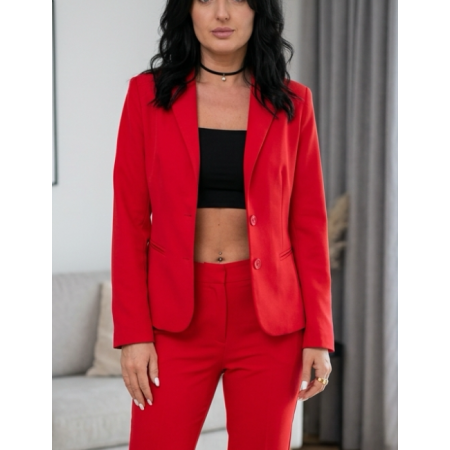 Czerwony Żakiet Premium z Wiskozą – Polska Produkcja dla AdoreDanew // 5854