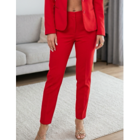 Eleganckie Spodnie Cygaretki w Kolorze Intensywnej Czerwieni – Polska Produkcja // 5853