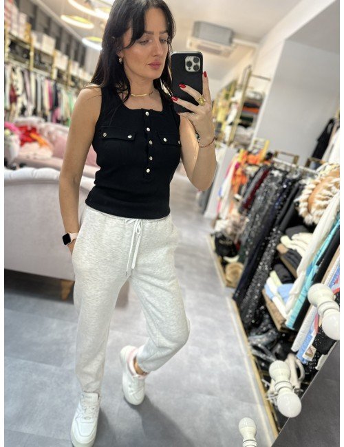 Top na ramiączka z guzikami na dekolcie od Gil Santucci