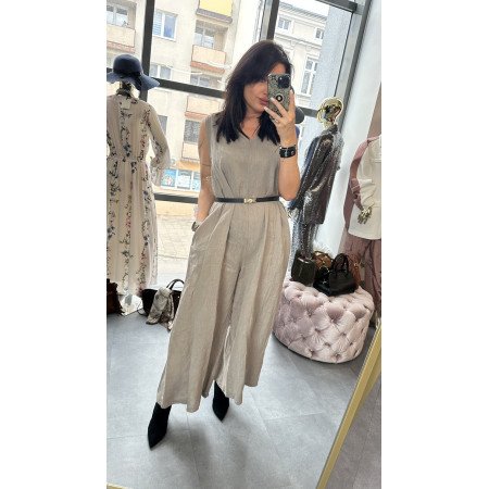 beżowy kombinezon 100% len // 5884