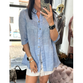 błękitna lniana koszula // 5892