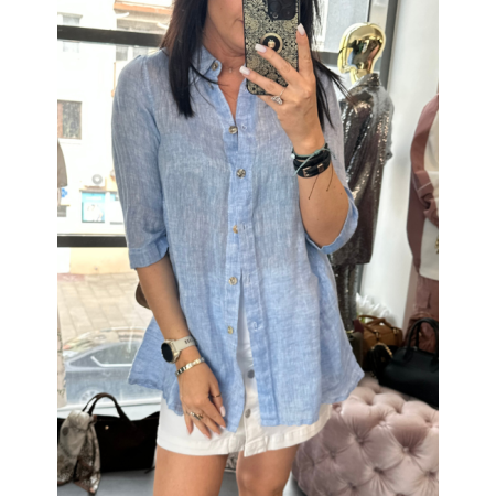 błękitna lniana koszula // 5892