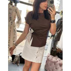 Brązowa bluzka z wiązaniem // 5893