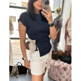 Granatowa bluzka z wiązaniem  // 5894