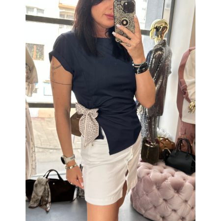 Granatowa bluzka z wiązaniem  // 5894