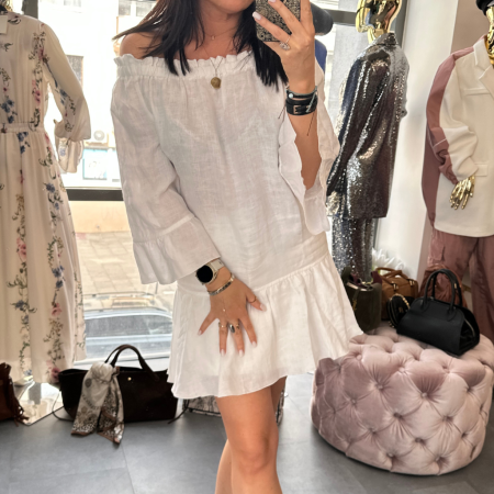 Lniana biała sukienka // 5904