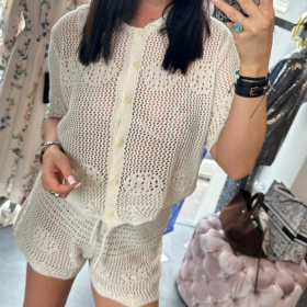 beżowy ażurowy komplet // 5917