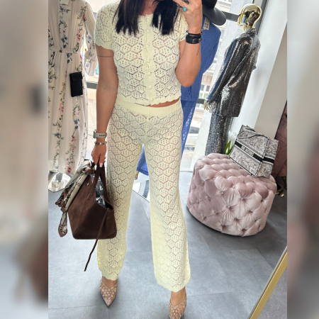 kanarkowy ażurowy komplet // 5918