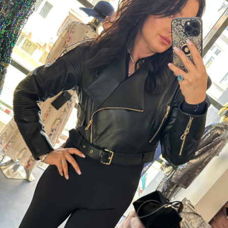 czarna kurtka skóra, ramoneska ze skóry naturalnej  // 5927