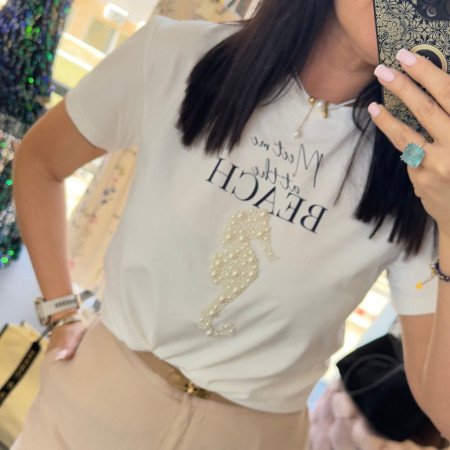 Bawełniana bluzka z perełkami // 5936