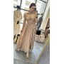 Sukienka Maxi AdoreDanew Beżowa | Sukienka Wieczorowa z Falbanami | Elegancka Kreacja na Wesele // 5953