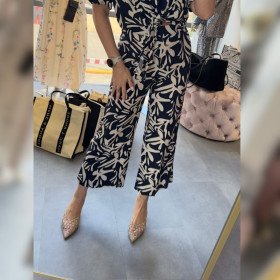 Spodnie Damskie ARTIGLI Culottes 100% Rayon – Włoski Design w Stylu Boho-Chic | Granat // 5955