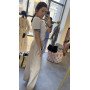 Eleganckie Spodnie Wide Leg ARTIGLI z Paskiem – Beżowe Palazzo High Waist, Premium Style // 5954