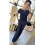 Spodnie Damskie ARTIGLI Granatowe Wide Leg z Kieszeniami – Elegancja Made in Italy // 5959