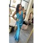 Sukienka Maxi RINASCIMENTO Turkusowa Satin Look – Wiskoza Made in Italy // 2645
