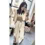 Luksusowy Komplet Dresowy 3-częściowy – Bluza z Dwustronnym Suwakiem, Top i Spodnie Wide Leg – Beżowy Set Premium // 5968