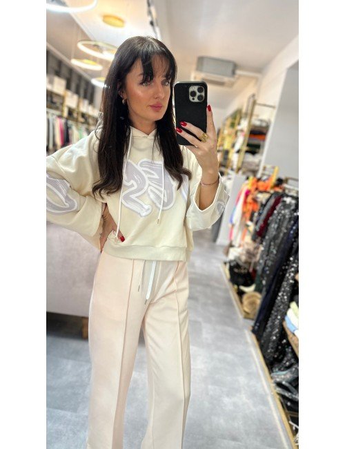 Kremowa bluza z kapturem i ozdobnym nadrukiem od Imperial