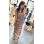 Luksusowa Sukienka Maxi w Zygzaki z Metaliczną Nitką – Boho Chic // 5974