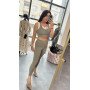 Luksusowy Top HaveOne – Włoski Komplet 2w1 – Design AdoreDanew – Khaki & White Cotton // 5996