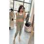 Luksusowy Top HaveOne – Włoski Komplet 2w1 – Design AdoreDanew – Khaki & White Cotton // 5996