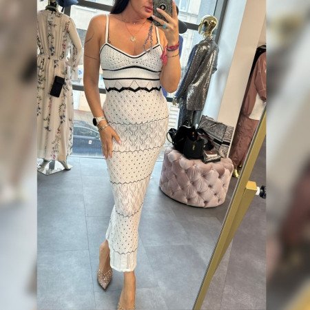 Ażurowa Sukienka Maxi z Wiskozy White Chic – Ekskluzywna Sukienka Boho Old Money // 5999