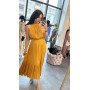 Plisowana Sukienka Maxi Morgan – Miodowa Sukienka Wieczorowa z Dekoltem Halter – Premium Look // 5990
