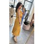 Plisowana Sukienka Maxi Morgan – Miodowa Sukienka Wieczorowa z Dekoltem Halter – Premium Look // 5990