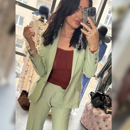 Marynarka Garniturowa Pastell – Pistacjowa Marynarka Premium z Lyocellu w Stylu Paris Chic // 6021
