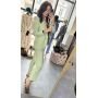 Pistacjowe Spodnie Garniturowe Pastell – Eleganckie Spodnie Szerokie z Lyocellu Premium // 6022