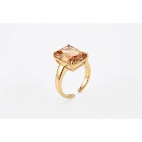 pierścionek koktajlowy regulowany premium, Warm Amber //6040