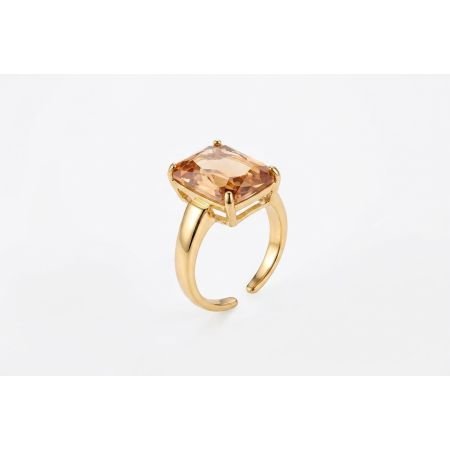 pierścionek koktajlowy regulowany premium, Warm Amber //6040