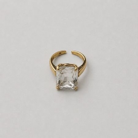 pierścionek koktajlowy regulowany premium, Crystal Clear //6038