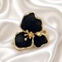 Ekskluzywny Pierścionek Koktajlowy Black Blossom – Złoto i Czarna Emalia //6047