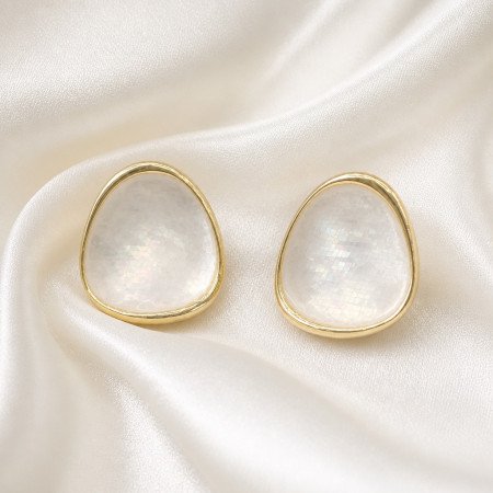 Eleganckie Kolczyki Organiczne Organic Pearl – Złoto i Masa Perłowa //6048
