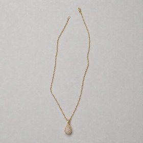 Ekskluzywny Naszyjnik Diamond Drop – Złoty Łańcuszek Singapur z Zawieszką Pavé //6051