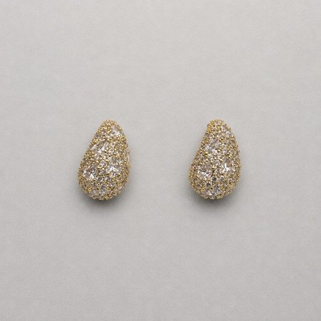 Luksusowe Kolczyki Sztyfty Diamond Drop – Złoto i Kryształowe Cyrkonie Pavé //6052