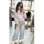 Pastelowa Bluza Bawełniana Damska z Napisem Premium – 100% Bawełna - Luksusowa Lila // 6067