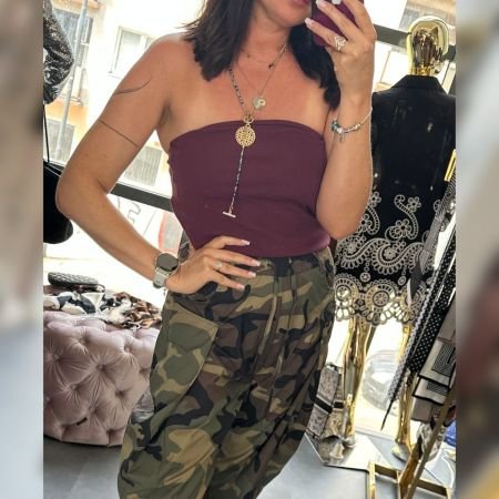Bawełniany Top Tuba Bez Ramiączek Prążkowany Premium – Made in Italy –  Deep Plum // 6074