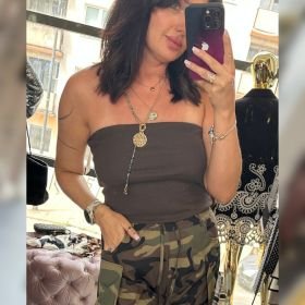 Bawełniany Top Tuba Bez Ramiączek Prążkowany Premium – Made in Italy – Luxury Taupe // 6075