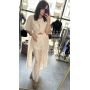 Ekskluzywny Komplet Damski Tunika i Spodnie Wide Leg Premium Luxury Tencel – Ecru  // 6084