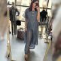 Ekskluzywny Komplet Damski Tunika i Spodnie Wide Leg Premium Luxury Tencel – Morski Stalowy // 6083