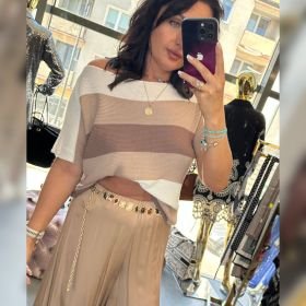 Letni Sweter Dzianinowy w Paski MILANO Oszukany Oversize // 6089
