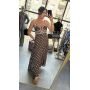 Sukienka Maxi Bawełniana w Grochy z Wycięciem Cut-Out, Słodkie Cacao // 6093