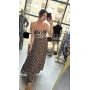 Sukienka Maxi Bawełniana w Grochy z Wycięciem Cut-Out, Słodkie Cacao // 6093
