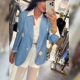 Lekka Marynarka Oversize z Naszywkami CELESTE // 6094