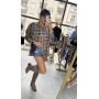 Bawełniana Włoska Koszula Oversize w Kratę z Haftem MIHO'S – Bordo | Made in Italy // 6107