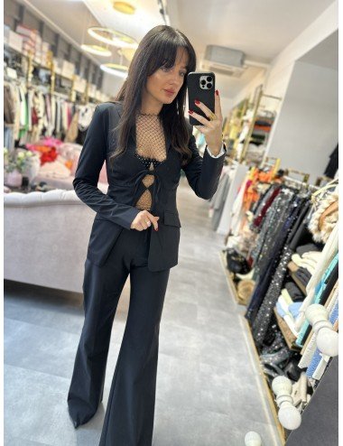 Czarna marynarka z wiązaniem od Babylon // 842