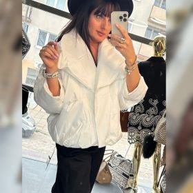 Elegancka Kurtka Puchowa Bombka z Dużym Kołnierzem 90/10 Puch Naturalny – AdoreDanew Premium // 6123