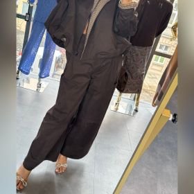 Czekoladowe Spodnie Szerokie Cargo SAIPH Made in Italy | Czekoladowe Spodnie Bawełniane Szerokie Nogawki Premium // 6217