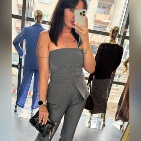 Ekskluzywny Top Garniturowy Corset Saiph Made in Italy - Elegancki Melanżowy Szary // 6220